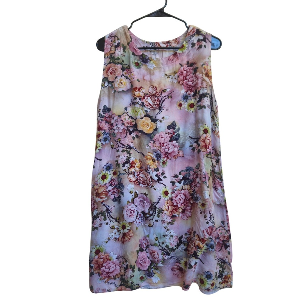 Floral Shift Dress Tunic Pockets Garden Fairy Lagenlook Cottagecore Girlhoodcore